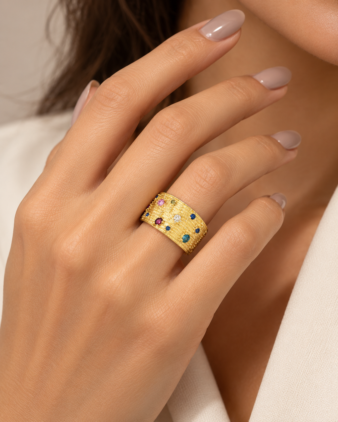Multicolor Gemstone Statement Ring
