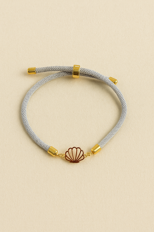Shell gold & cord bracelet