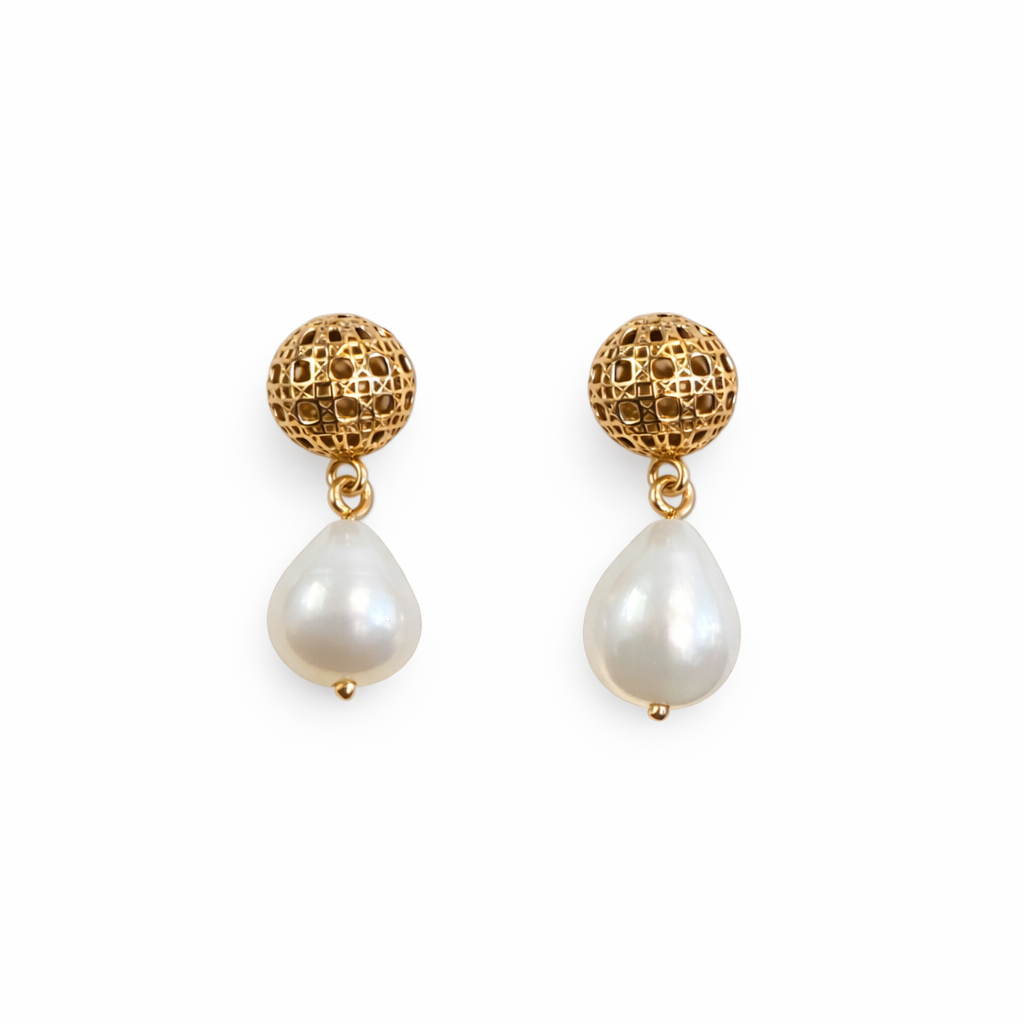 Orb & pearl earrings