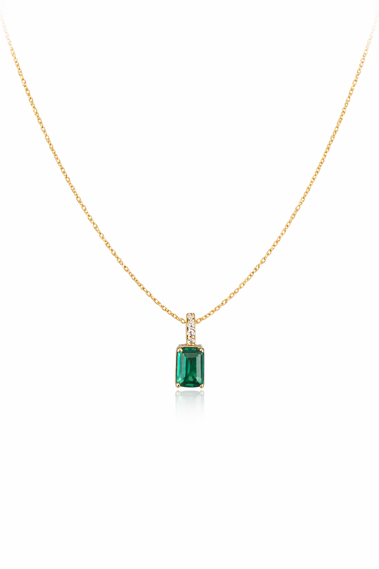 Green Square Pendant Necklace