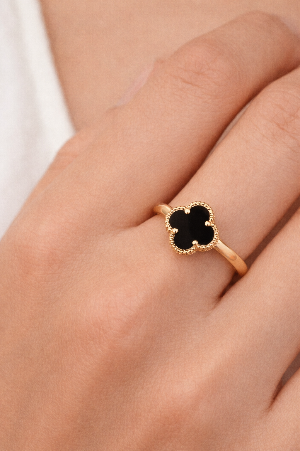 Midnight Clover Ring