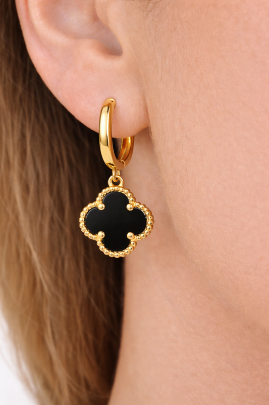 Midnight Clover Drop Earrings