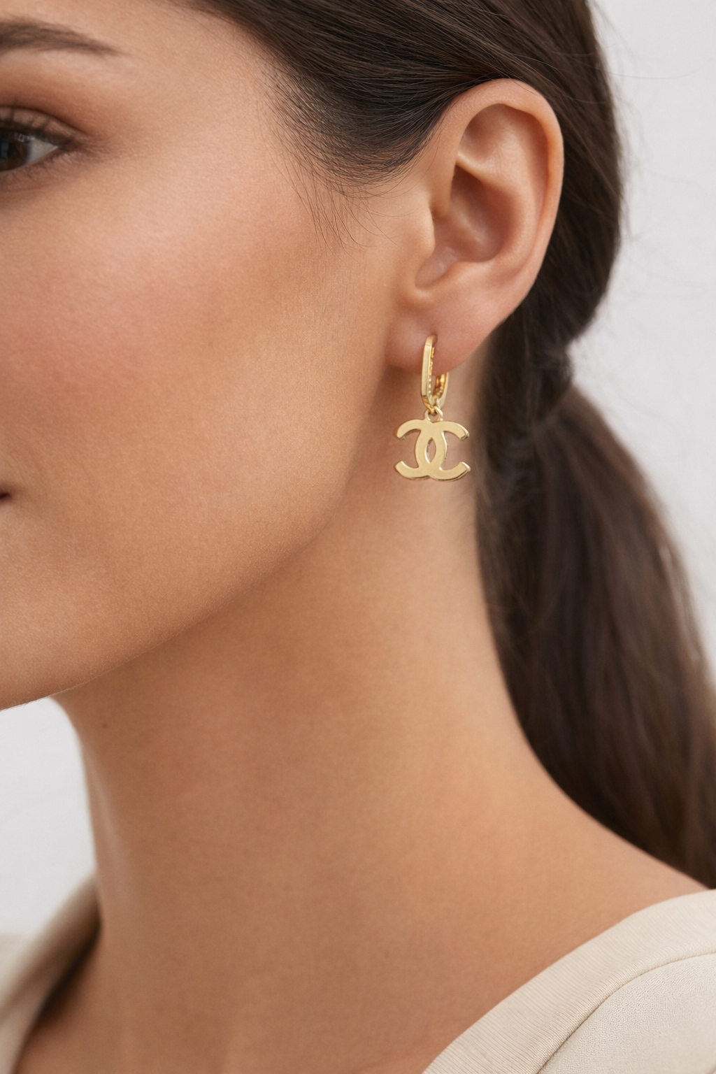 Chanel CC Drop Earrings