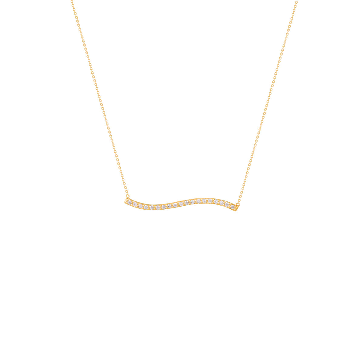 Curved Pendant Necklace with Crystals