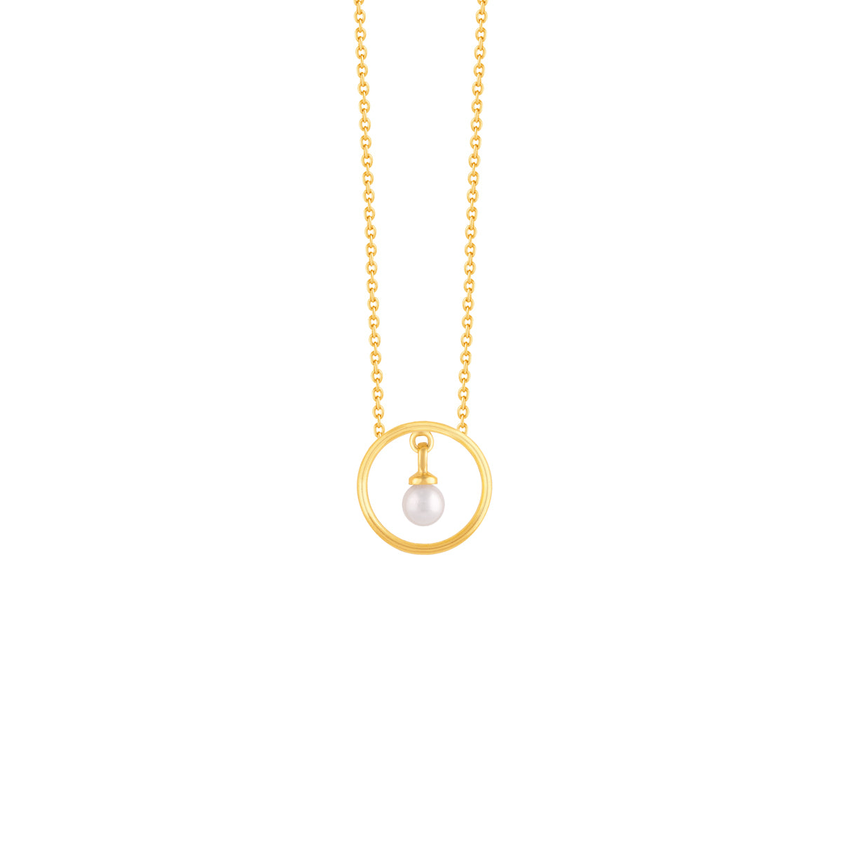Circle and Pearl Pendant Necklace