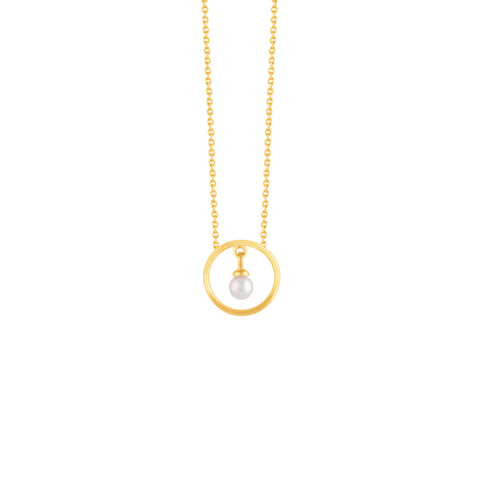 Circle and Pearl Pendant Necklace