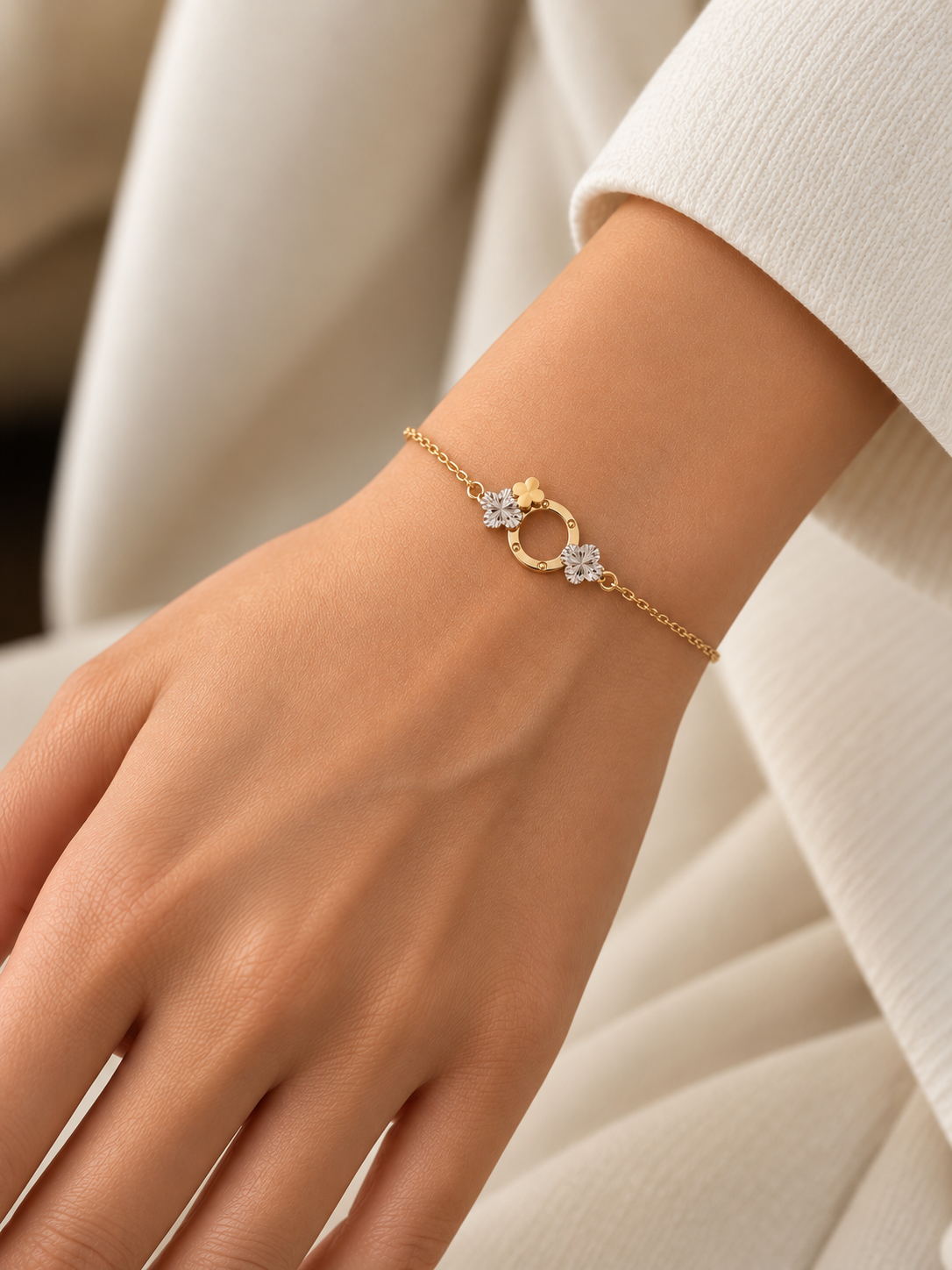 Celestia Two-Tone Floral Bracelet