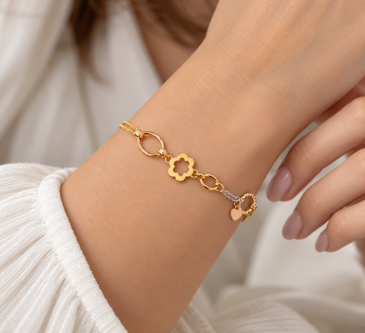 Golden Bloom Charm Bracelet
