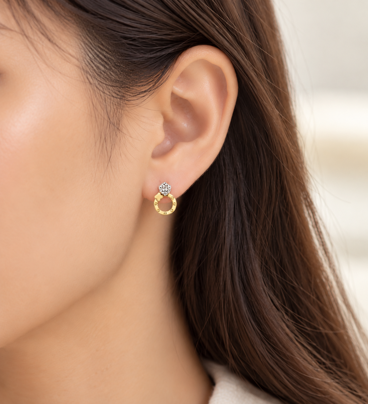 Halo Clover Stud Earrings