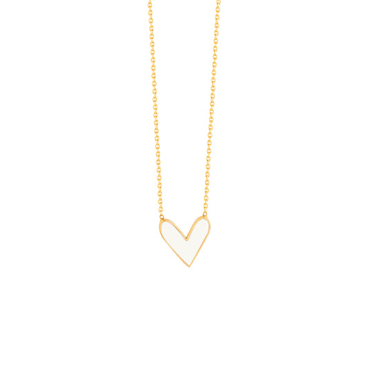 White Heart Pendant Necklace